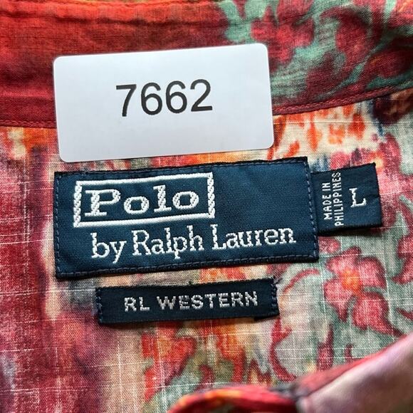 Polo Ralph Lauren Shirt Men's L Western Pearl Snap Psychedelic Aztec Vtg 90s - Picture 10 of 10